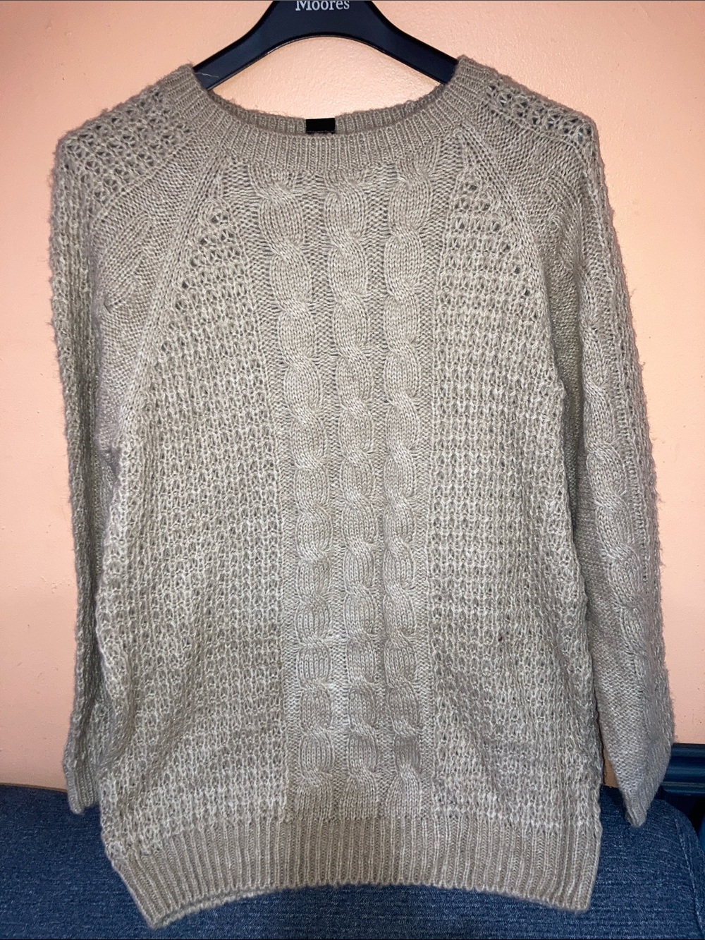 Streetwear Society Cable Knit Crewneck Sweater - Light Taupe